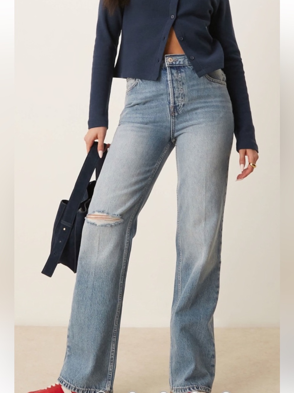 Free People Women’s Holly Mid Rise Ripped Bootcut Jeans Cambridge NWT